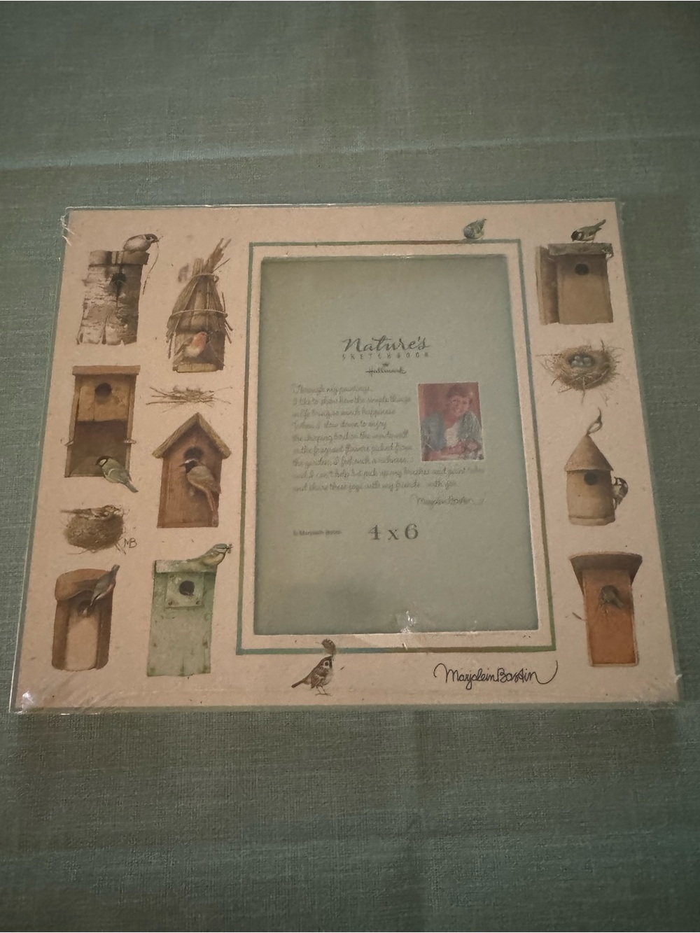 4x6 Nature’s sketchbook Birdhouse Themed Photo Frame by Marijolien Bostin